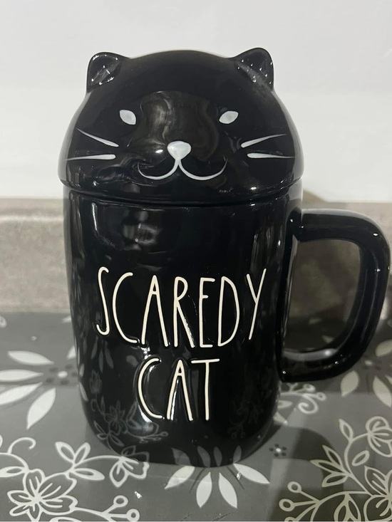 Rae Dunn Other - Rae Dunn Scaredy Cat Black Ceramic Mug with topper